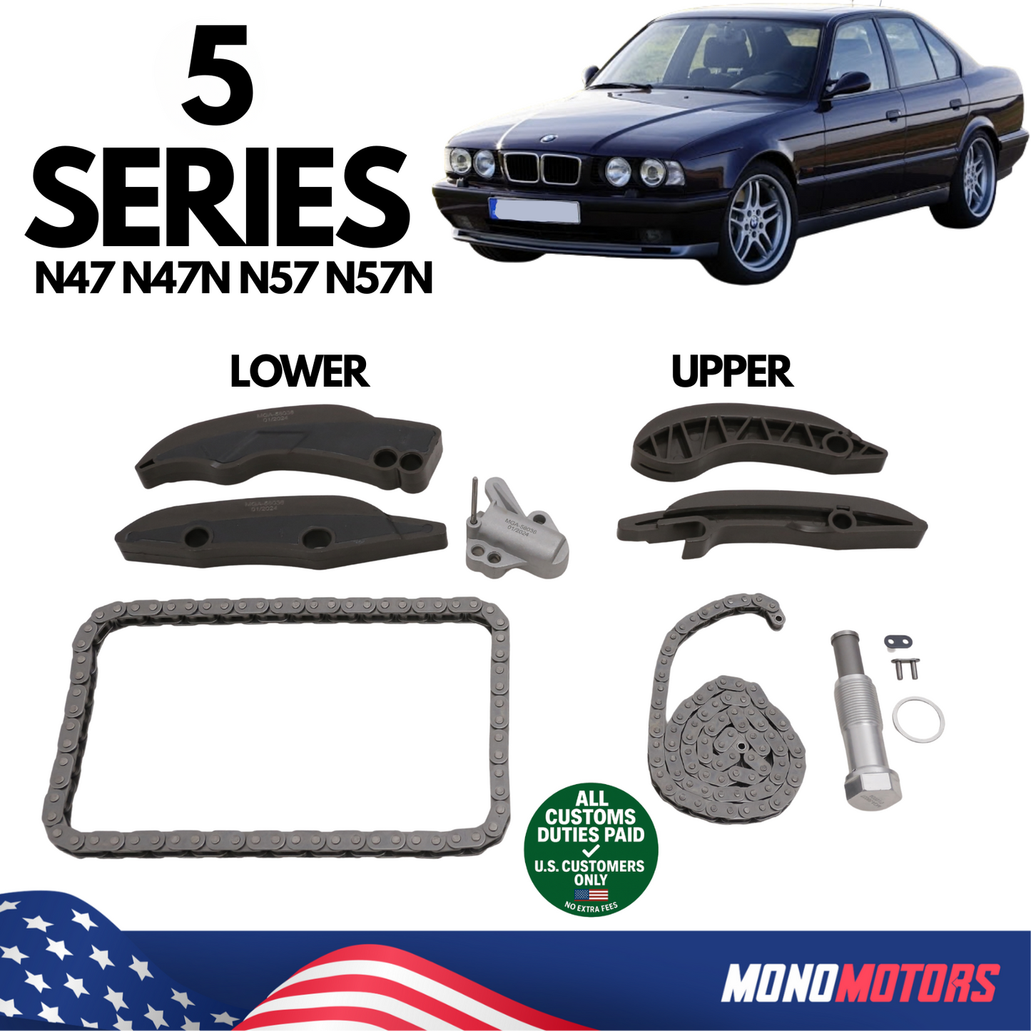Full Timing Chain Kit Lower Upper for BMW 5 Series N47 N47n N57 N57n