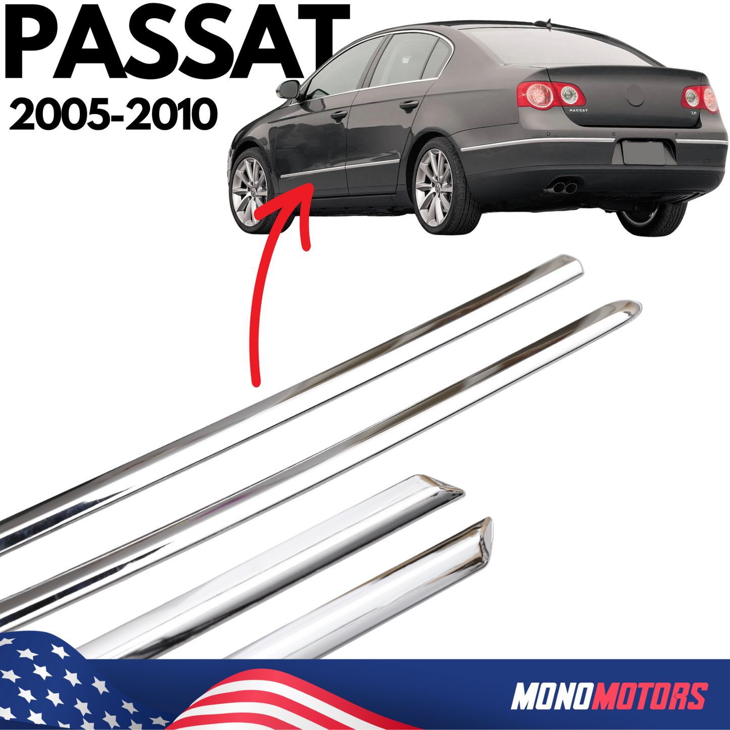Volkswagen Passat 2005-2010 Door Molding Trim Protector Set 4pcs Edge Guard