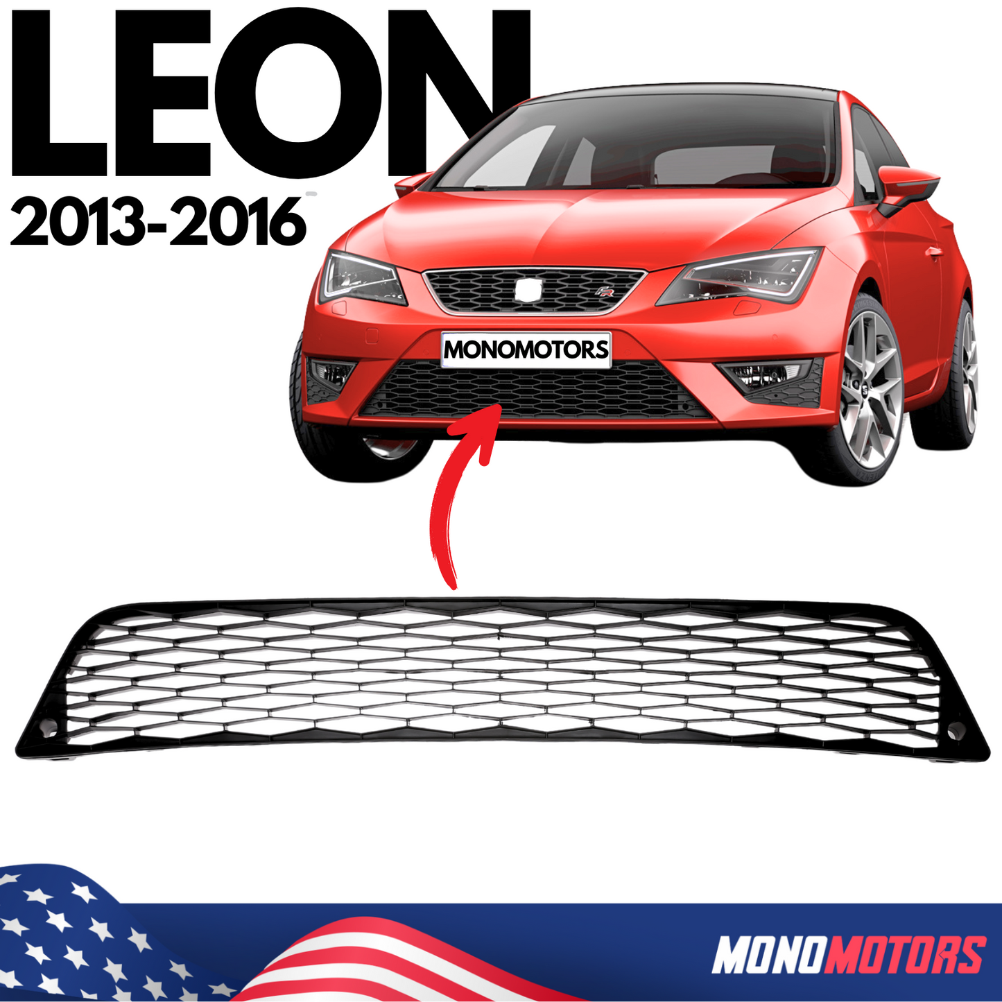 Front Bumper Center Lower Grille for Seat Leon 2013-2016 Radiator Grille