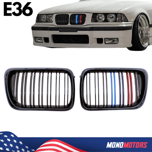 M-color Dual Slat Front Grille for BMW E36 M Sport 1997-1999 Grille 3 Series