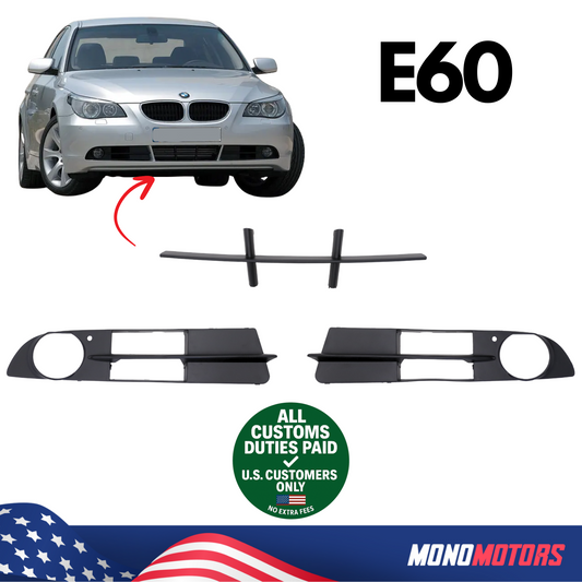 Front Bumper Grille Set for BMW E60 OEM 51117033702 51117049243 51117049244