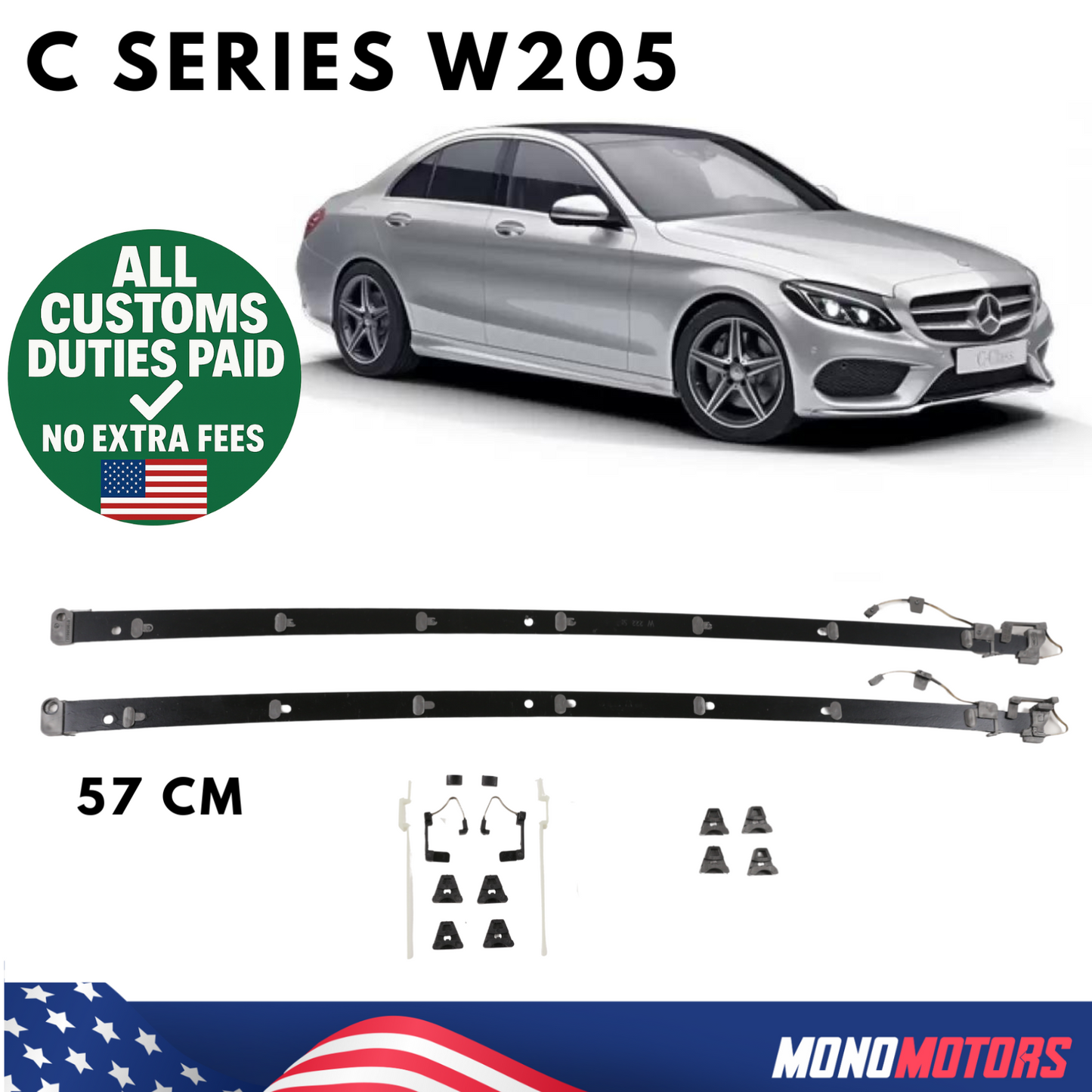 Sunroof Repair Kit for Mercedes W205 C-CLASS Rails and Clips | Glass Slider Trac