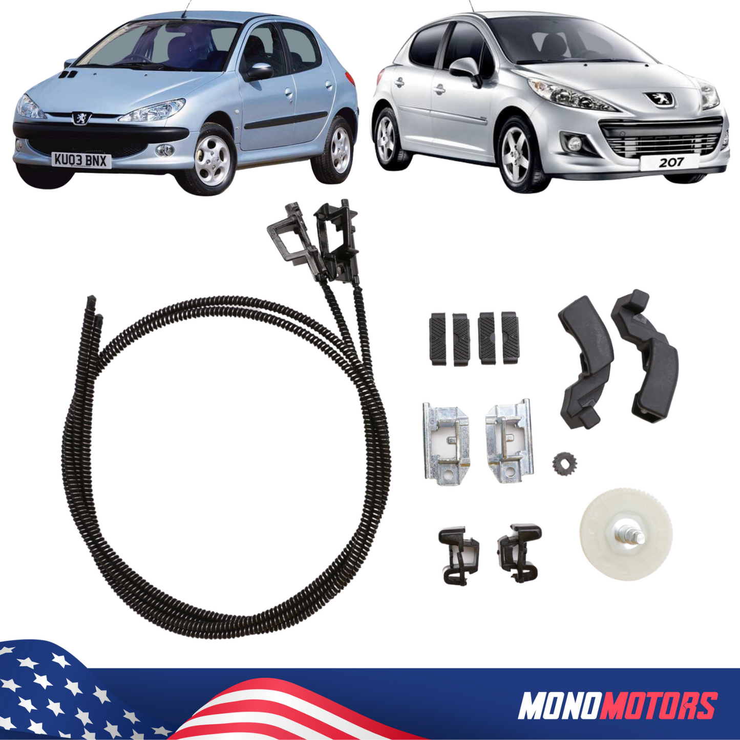 Sunroof Repair Kit for Peugeot 206 - 207 with Cable 13 Pcs Free Deliver