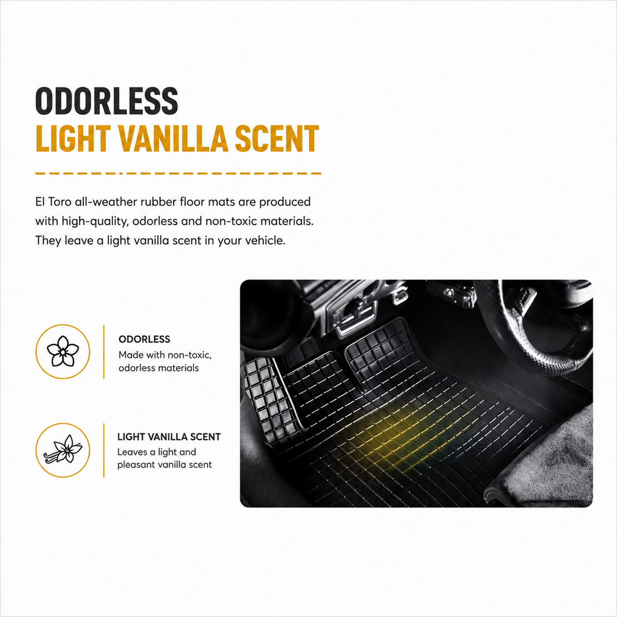 Rubber Floor Mat Set for Toyota Hilux Vii 2005-2015 All Weather 4pcs Black