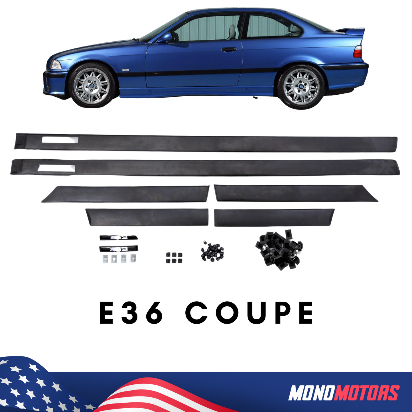 Body Side Moulding Trim for BMW E36 91-98 Coupe Convertible 2d ABS