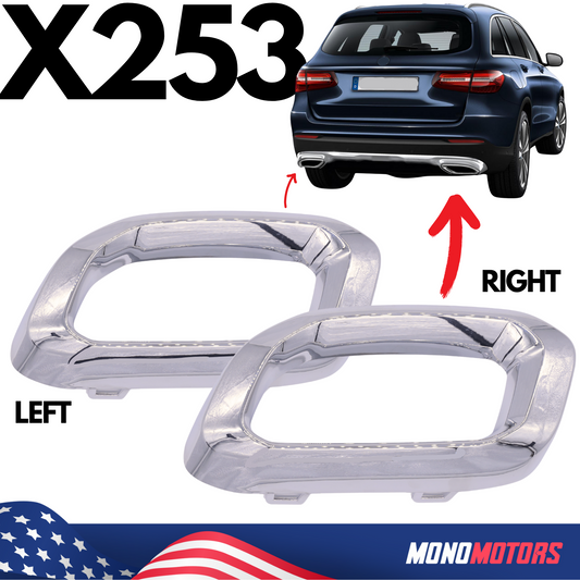 Exhaust Chrome Trim Tip Cover for Mercedes Glc X253 AMG Rear Bumper Left Right