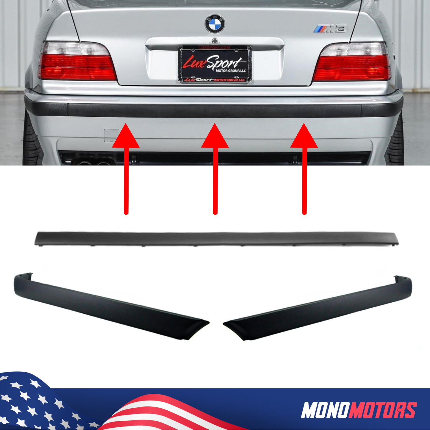 Bumper Trim Moulding Strip Band Set for BMW E36 M3 Bumper