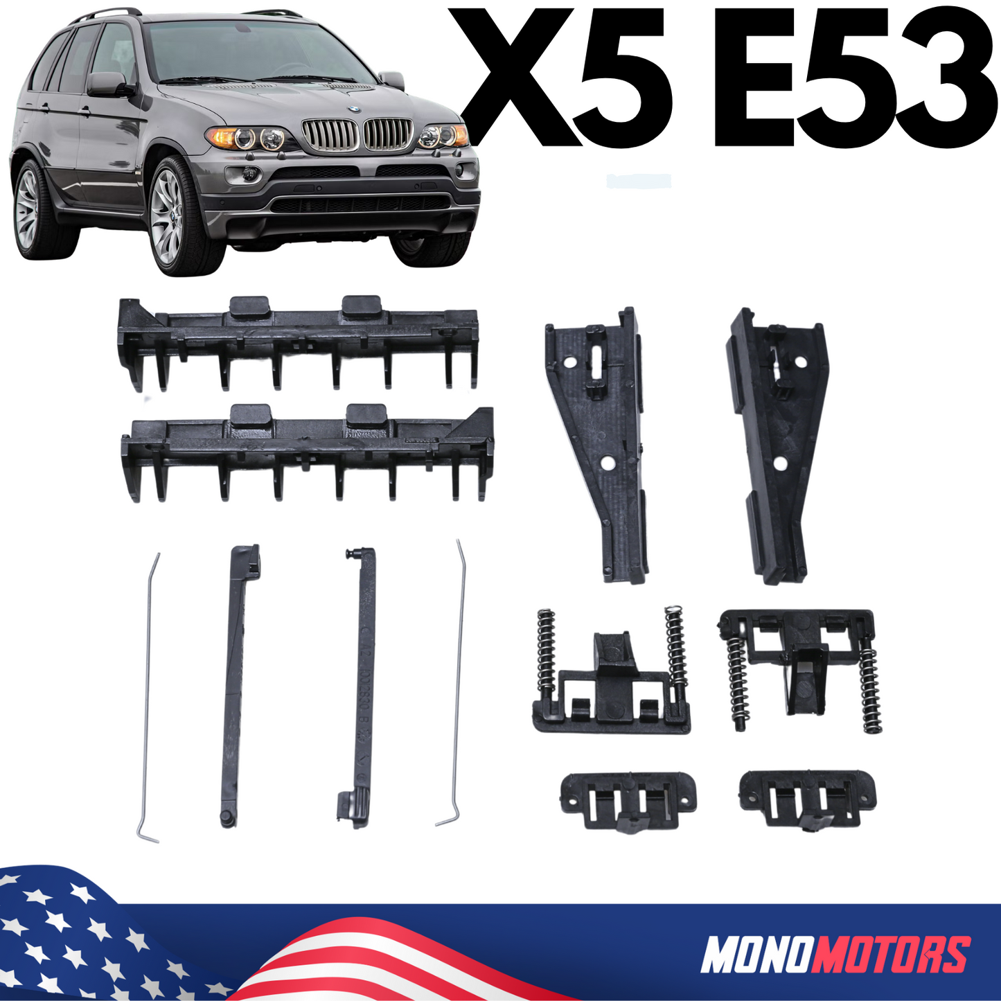 BMW X5 E53 Rear Panoramic Sunroof Repair Kit Slide Rails Set
