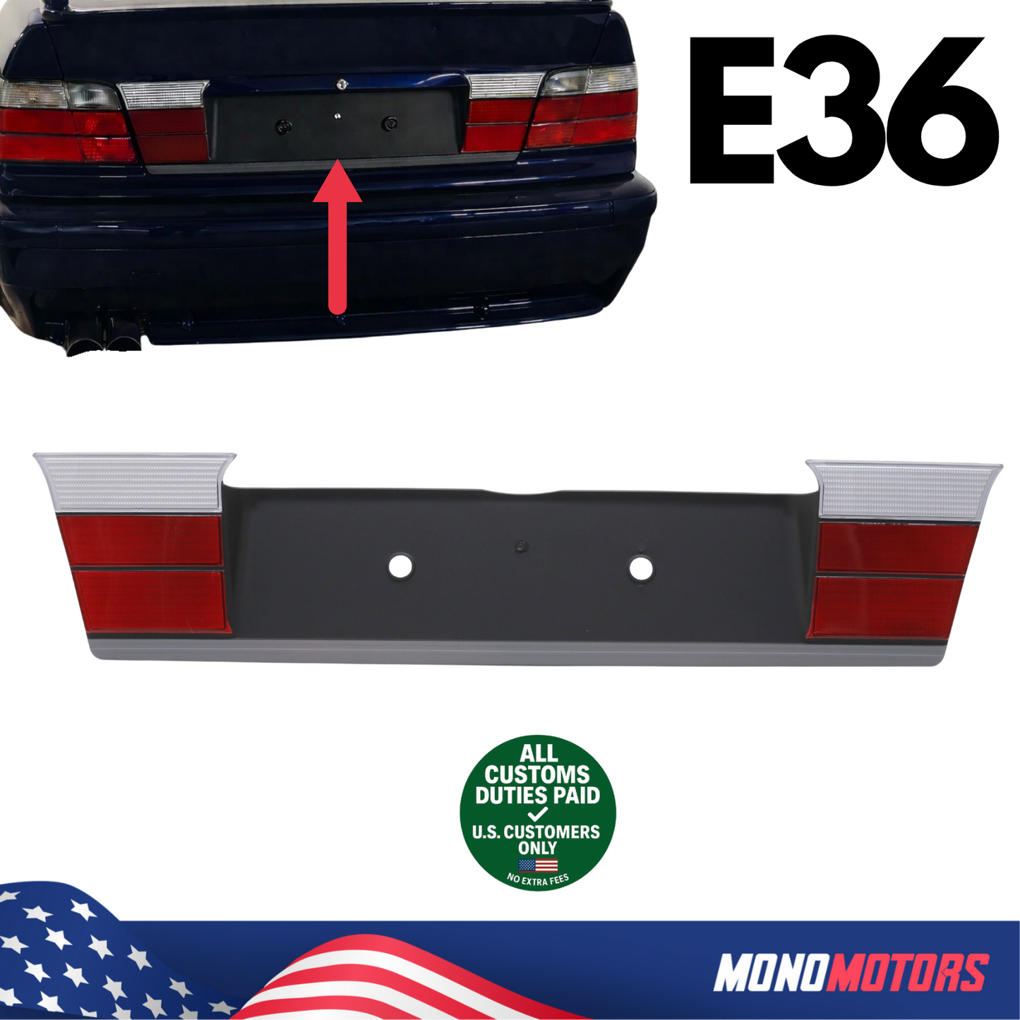 Rear License Plate Holder Frame Red White for BMW E36 1990-2000