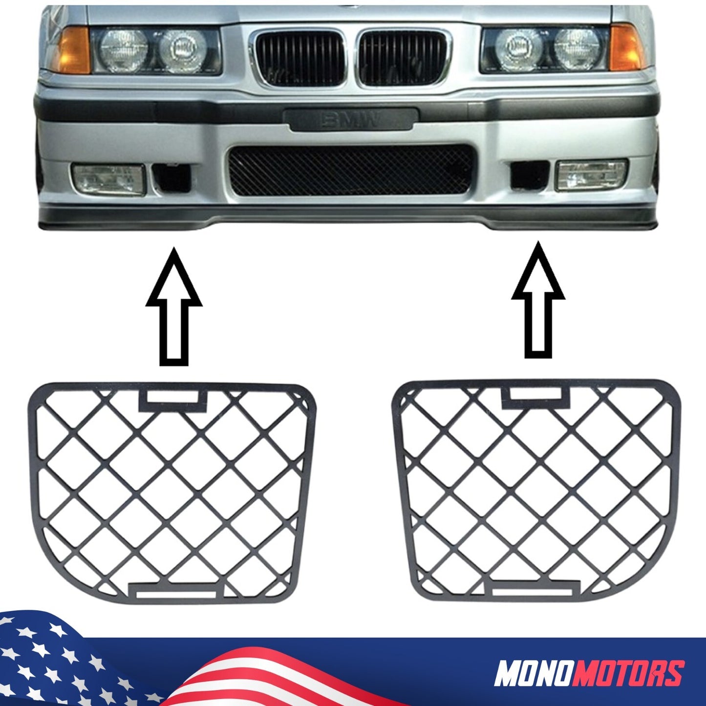 2 Pcs M3 Bumper Grille "Metal" M3 BMW E36 1992-1999