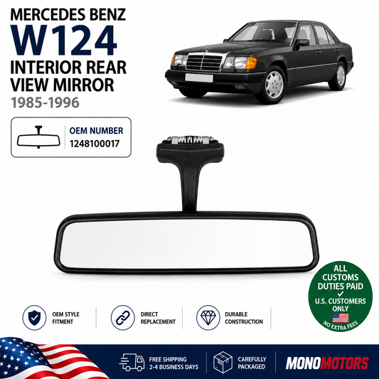 Interior Rear View Mirror for Mercedes Benz W124 W201 1984-1995 Black