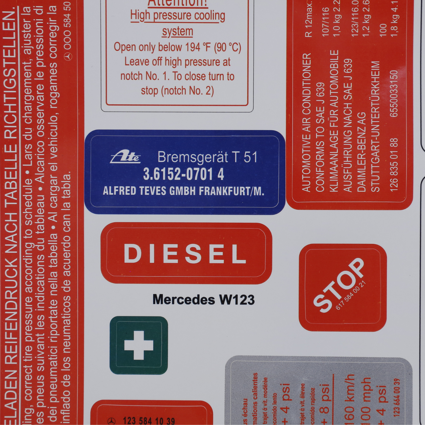 Stickers Decals Set Best Quality for Mercedes W123