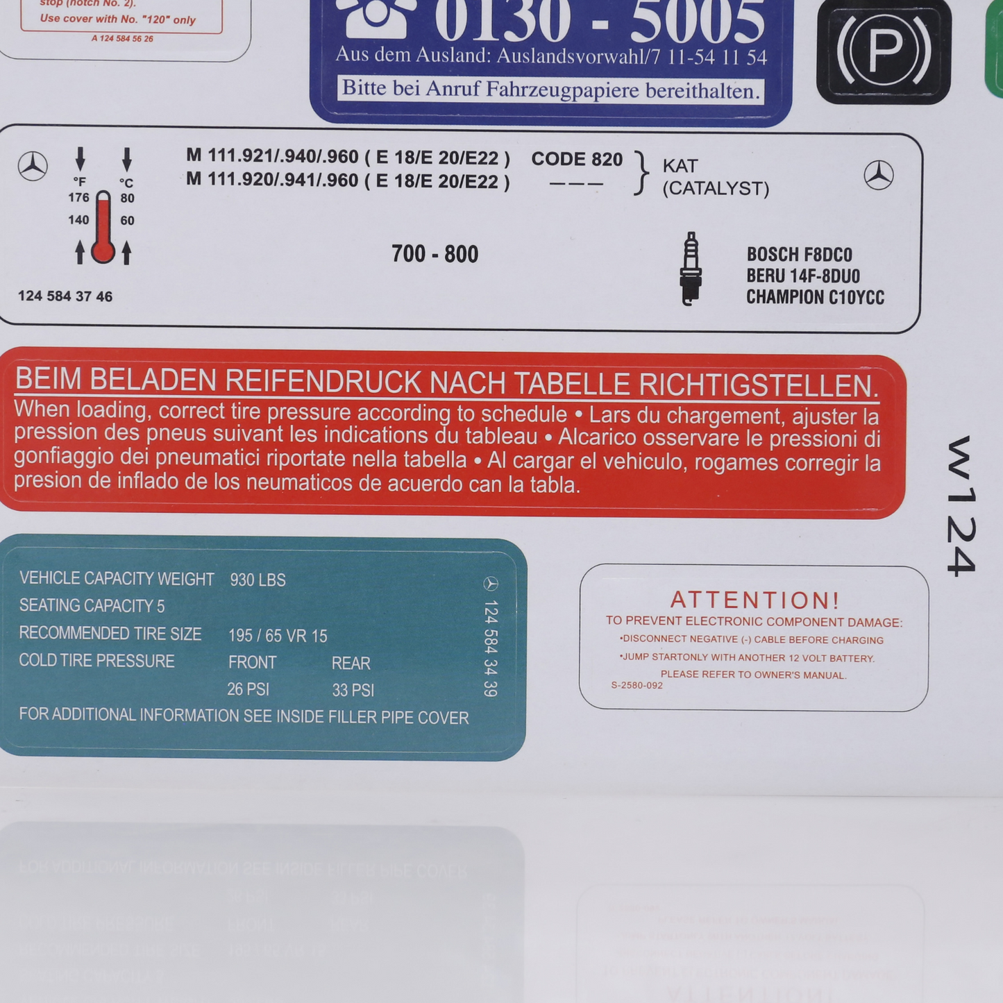 Stickers Decals Set Best Quality for Mercedes W124