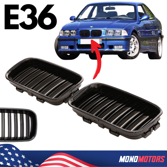 Gloss Black Front Kidney Grille for BMW E36 1991-1996 3 Series 318i 323i 328i