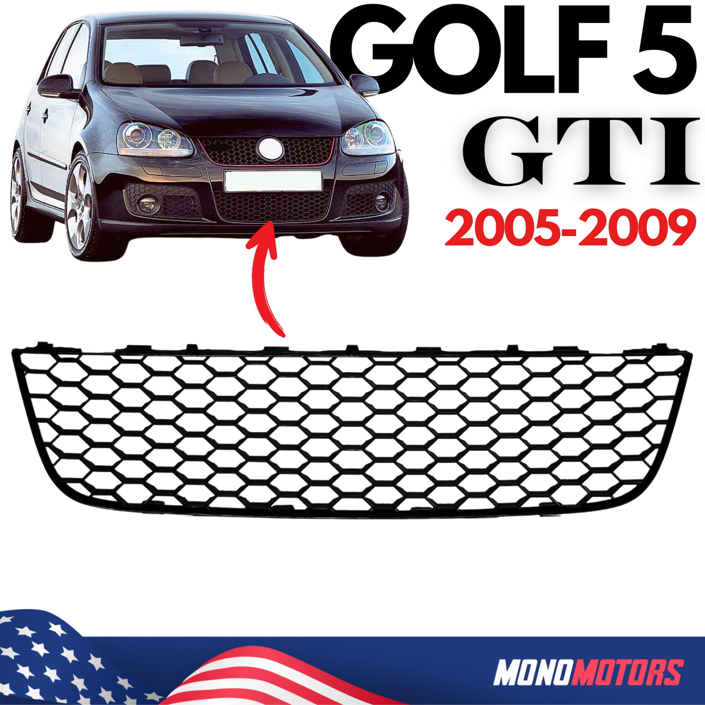 Lower Grille for Golf 5 V GTI 2005-09 VW Front Lower Center Grille 1K0853677B