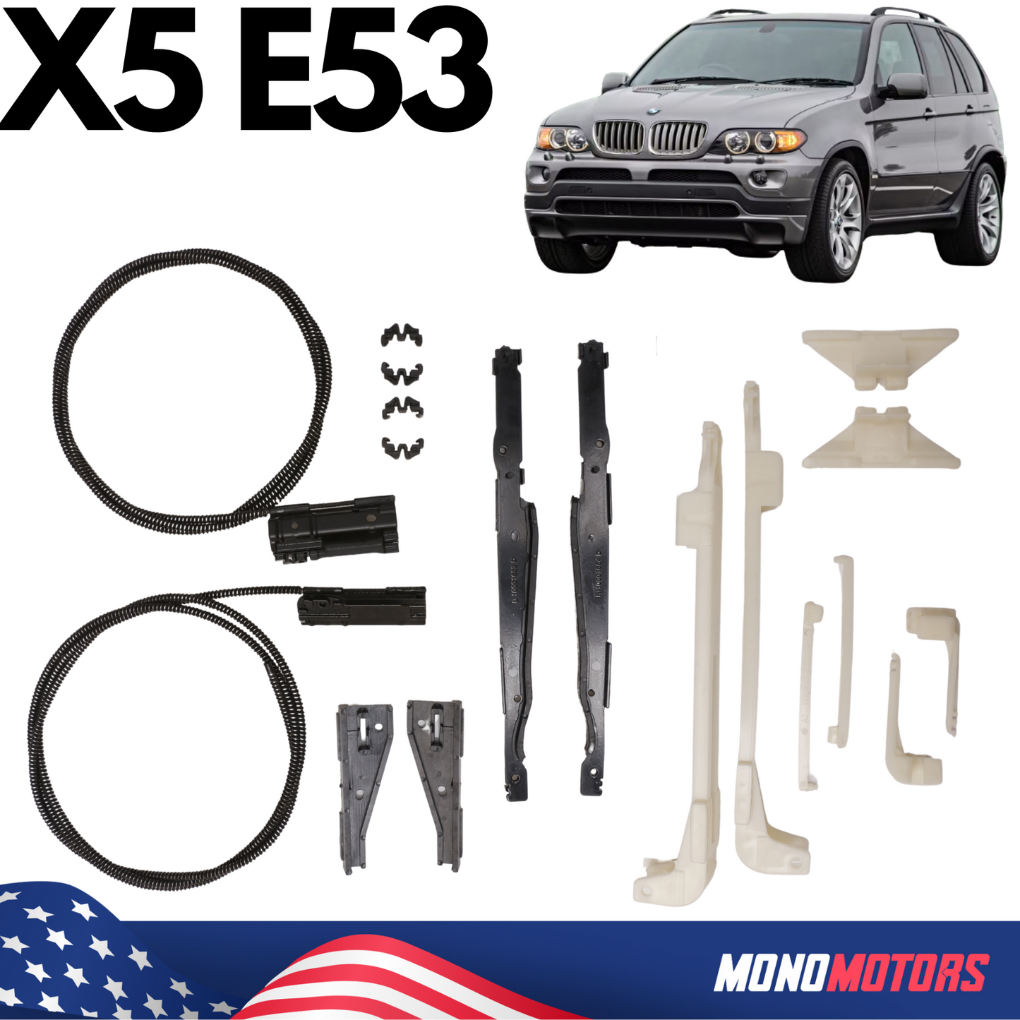 Panoramic Sunroof Kit for BMW X5 E53 Repair Kit with Cable 18 Pcs