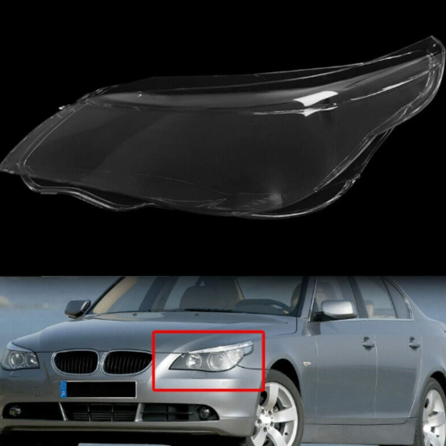 Left Headlight Lens for BMW E60 5 Series 2003-2006 Headlamp Smooth Clear Cover
