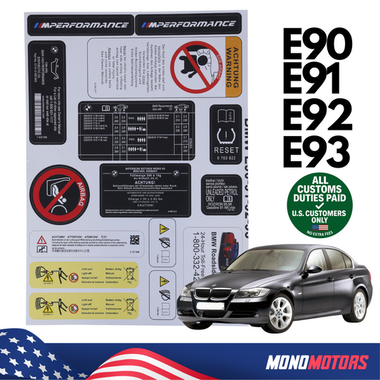 Stickers Decals Set Best Quality for BMW 3 Series E90 E91 E92 E93
