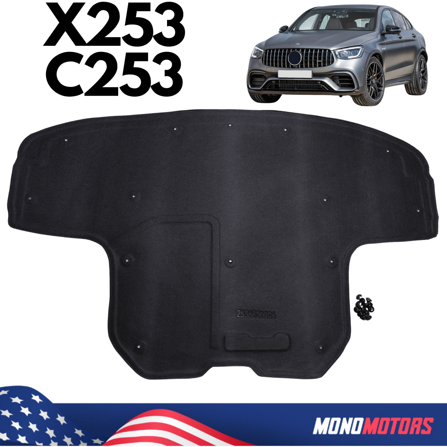Hood Liner Panel for Mercedes-benz X253 C253 Glc Soundproofing Underlay Cowl