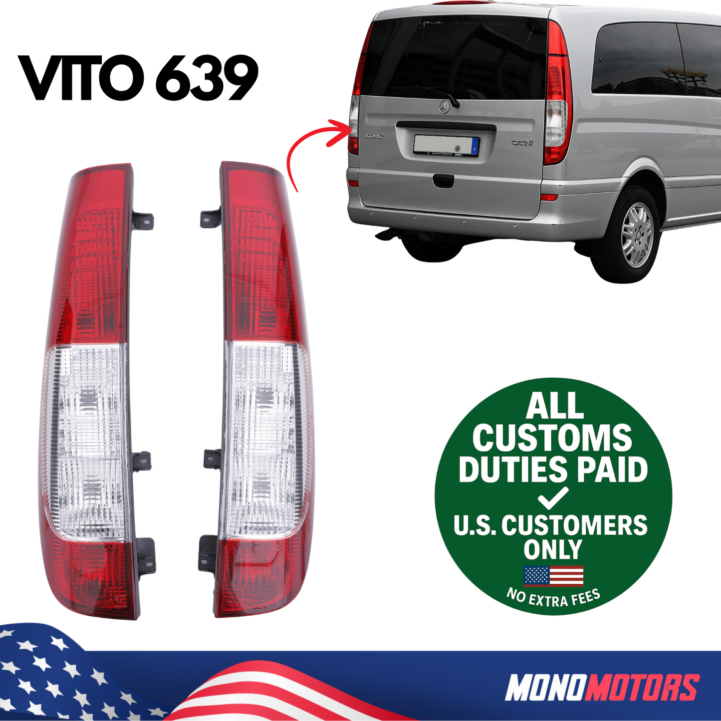 Rear Tail Light Assembly Left Right Set for Mercedes Vito 639 A6398200264R/164L