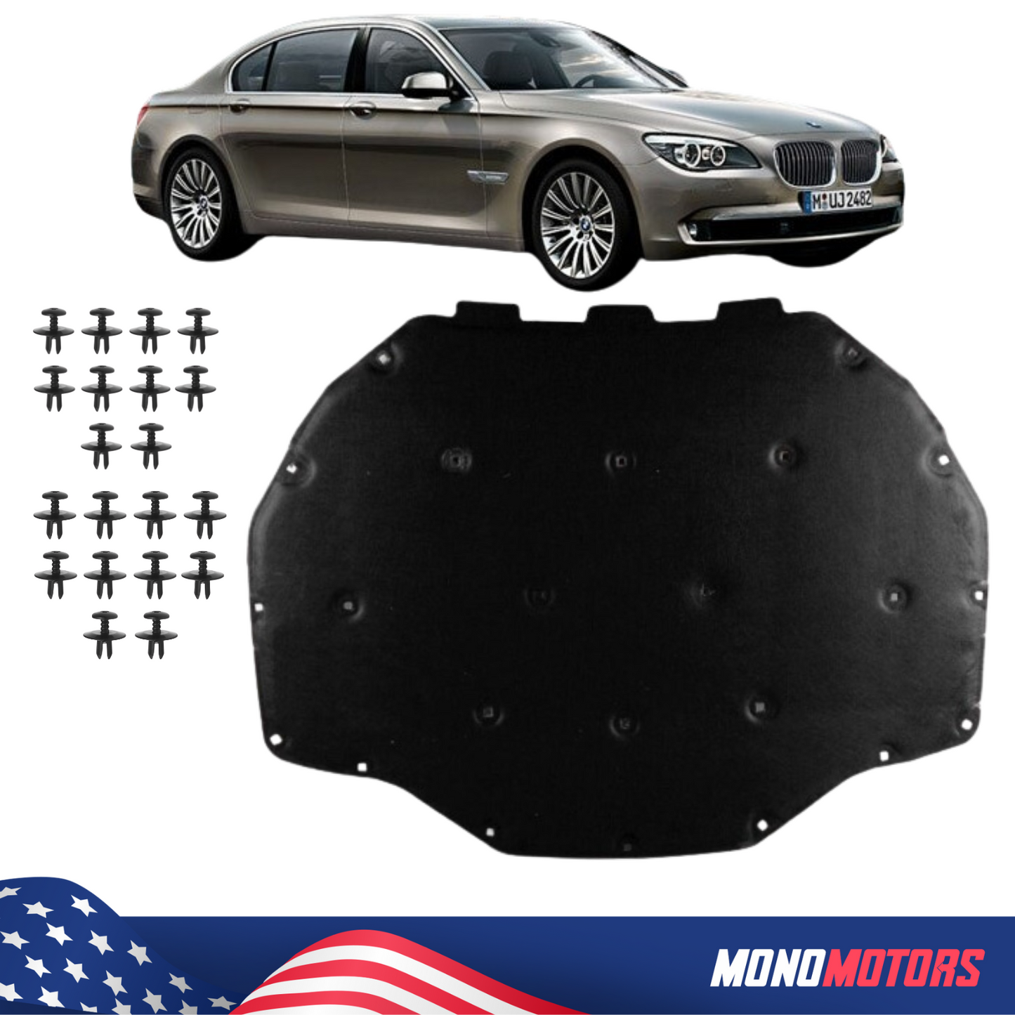 Hood Bonnet Sound Insulation Pad for BMW 7 Series F01 F02 F03 F04 2008-2016