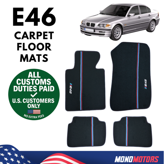 Carpet Floor Mats for BMW E46 M Sport Style Black 4pcs Set Auto Carpet