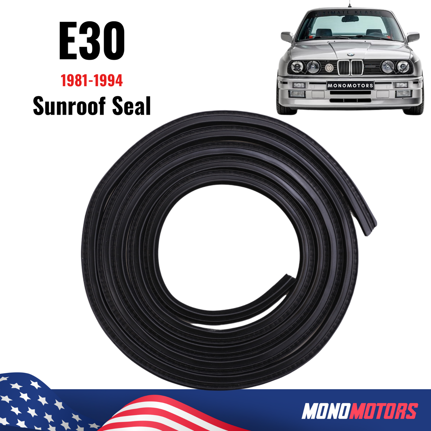 Sunroof Seal for BMW E30 3 Series 1982-1994 Sunroof Glass Seal Gasket Rubber
