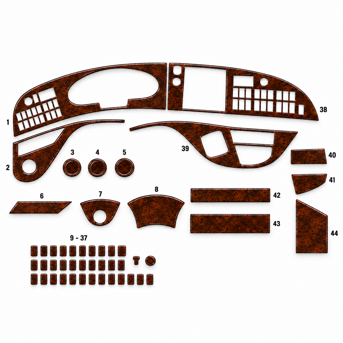 44pc Wood Look Dash Trim Set for Mercedes-benz Travego 2006-2012