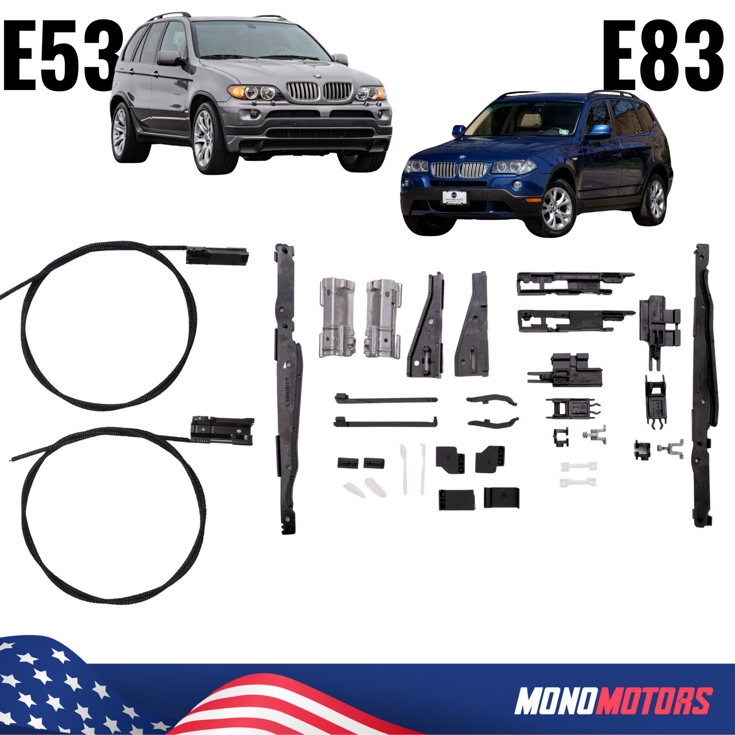 Sunroof Repair Kit for BMW X5 BMW X3 E53 E 83 E70 Panoramic Sunroof Shade Cables