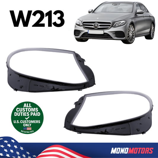 Headlight Lens Set Left Right Plastic Mercedes W213 A2138202161P1 A2138202261P1