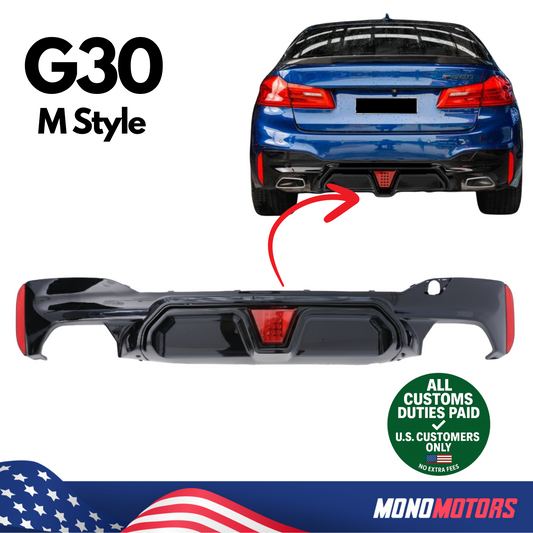 Rear Bumper Diffuser with LED Lights M5 Style for BMW G30 2017-20 51128073378S1