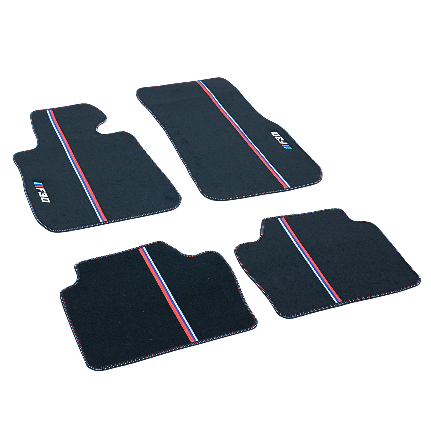 Black Floor Mats Set for BMW F30 3 Series M Sport Color Stitching