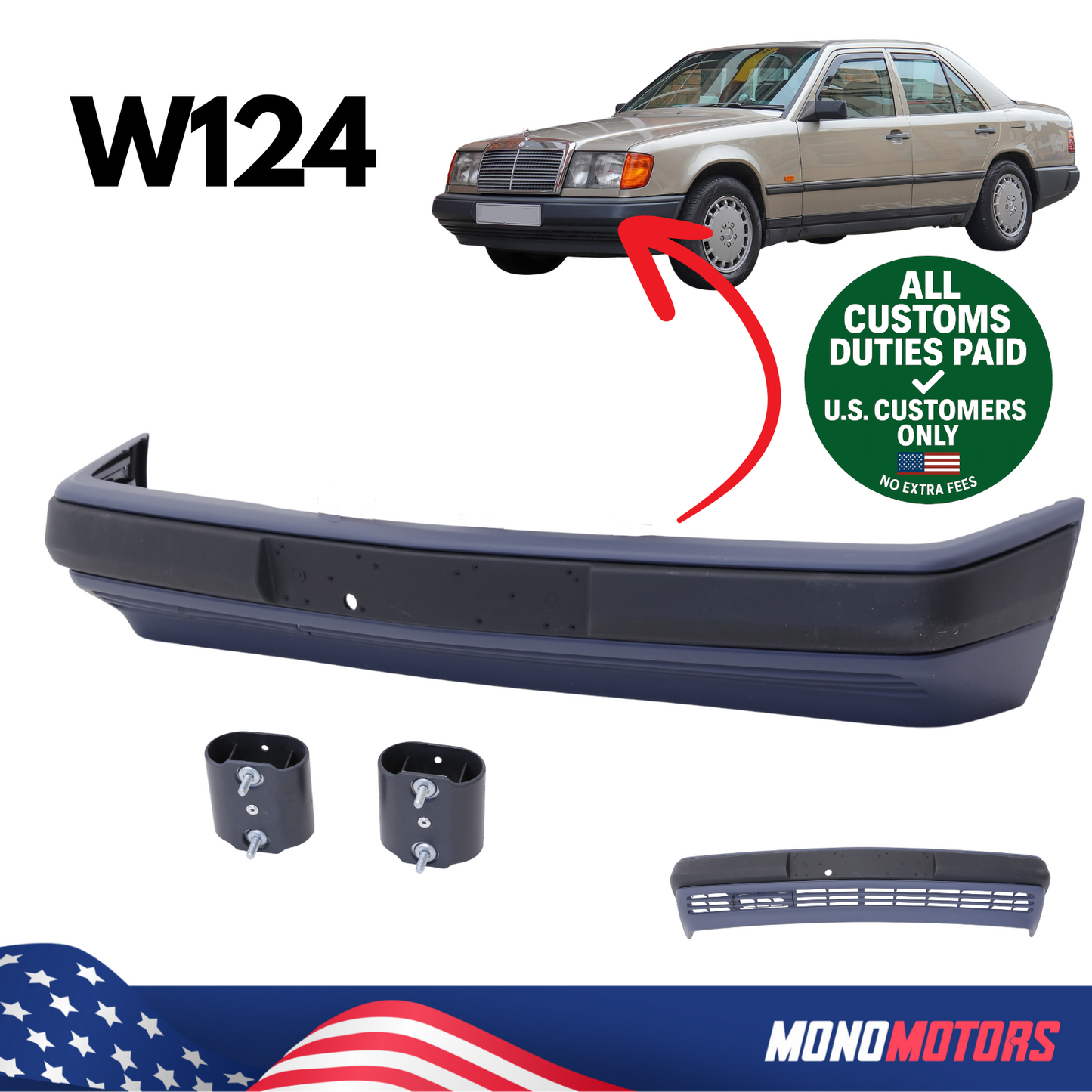 Front Bumper Strip Trim for Mercedes W124 with Ac 1985-1995 OEM 1248802570