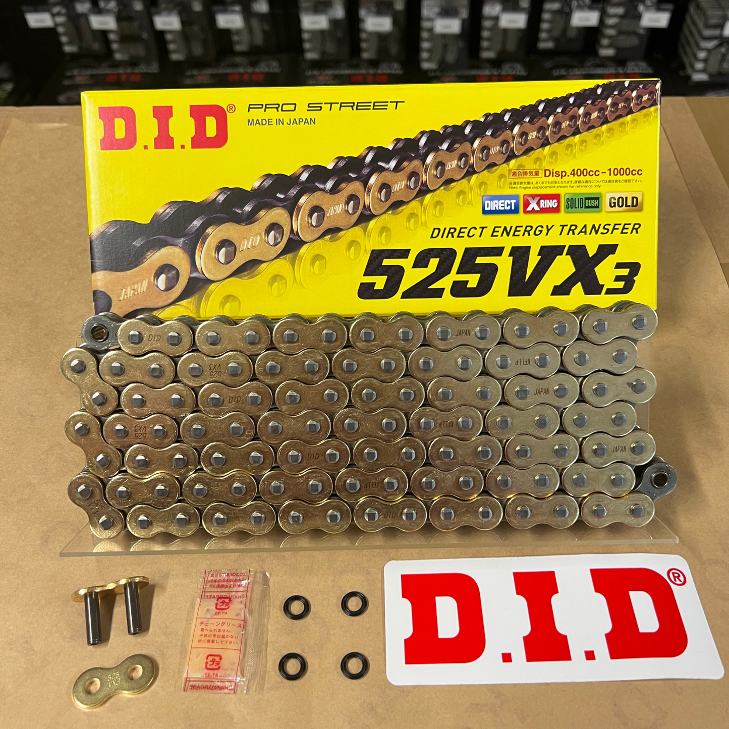 112 Links D.i.d Did 525VX3 525 Vx3 Gold Chain with Rivet Master Link