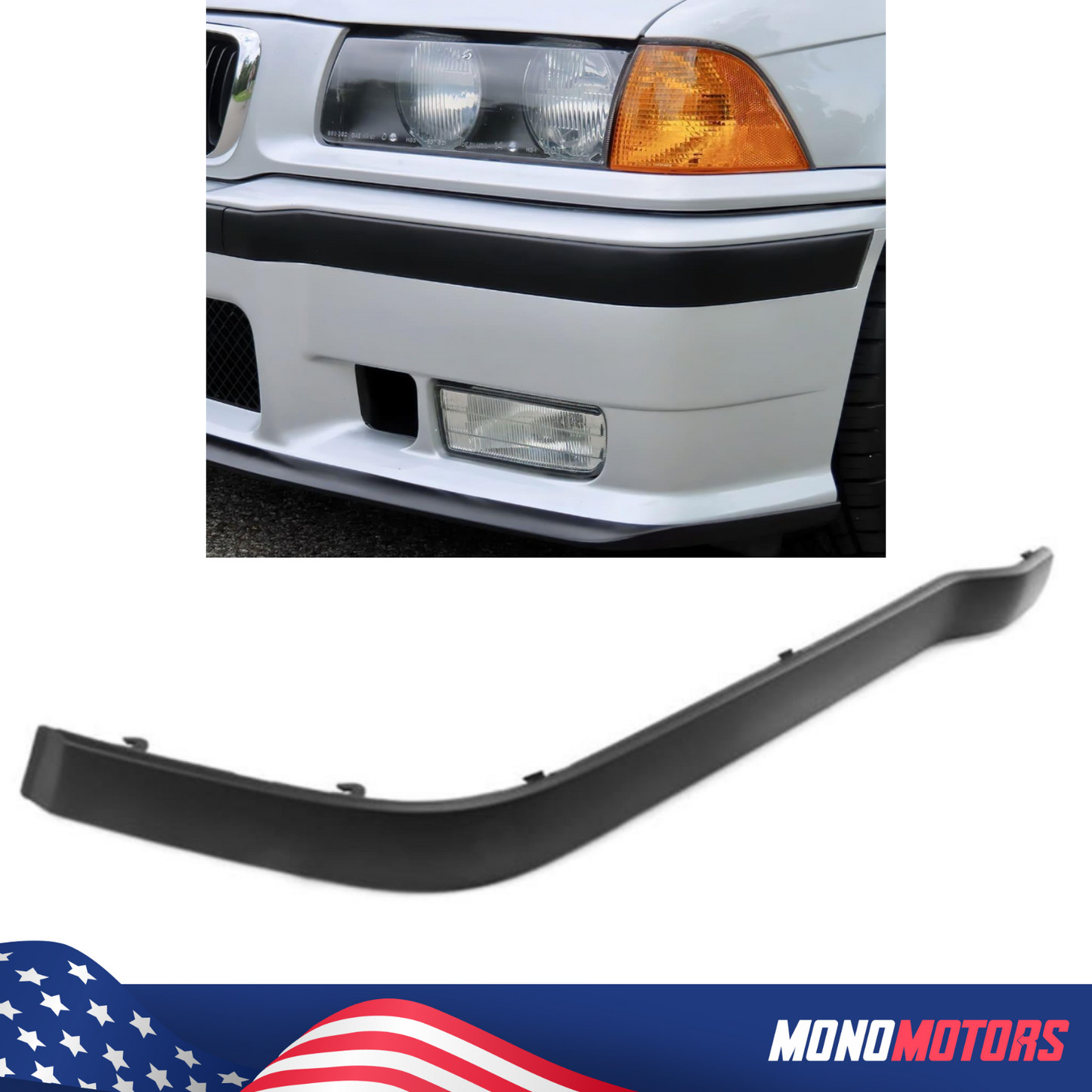 BMW E36 3 Series M-tech M3 Bumper Trim Moulding Strip Left- Right 2 Pcs
