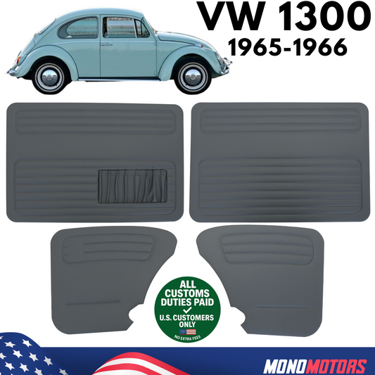 Door Panel Set for VW Beetle 1300 1965-1966 Grey Cardboard Interior Trim 4pcs