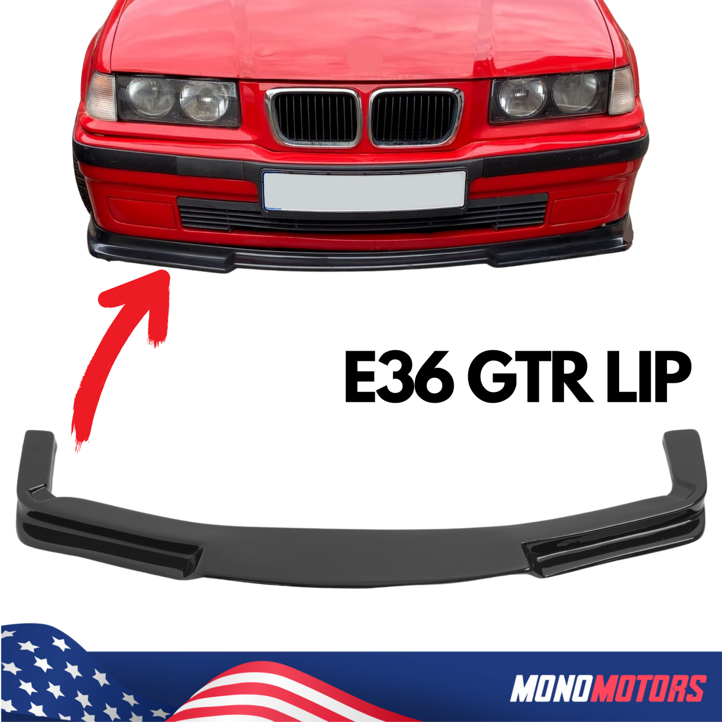 Front Bumper Lip Spoiler for BMW E36 M3 Gtr Style 1991–1998 Upgrade Look