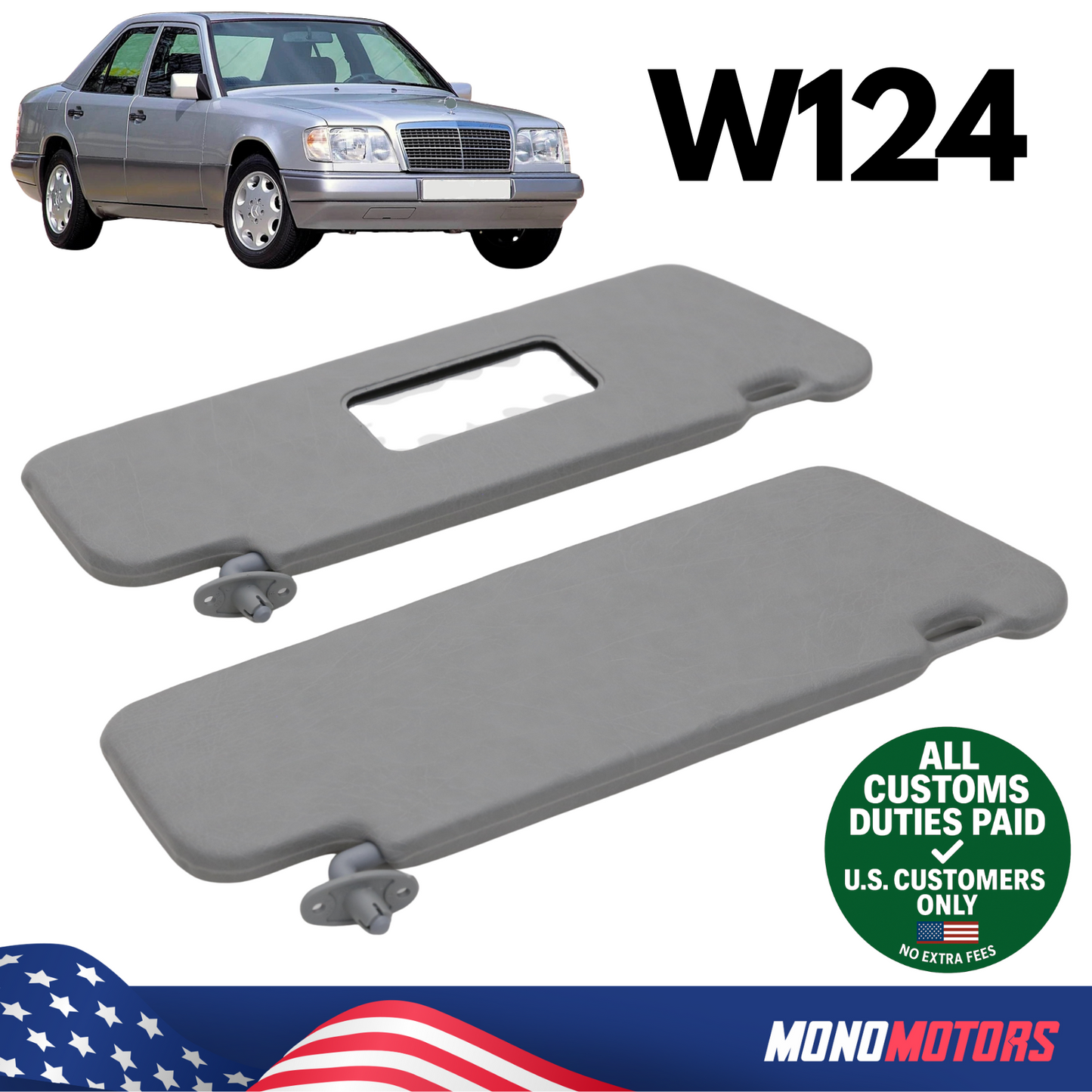 Sun Visor Set Mercedes W124 Gray Left Right Interior Shade