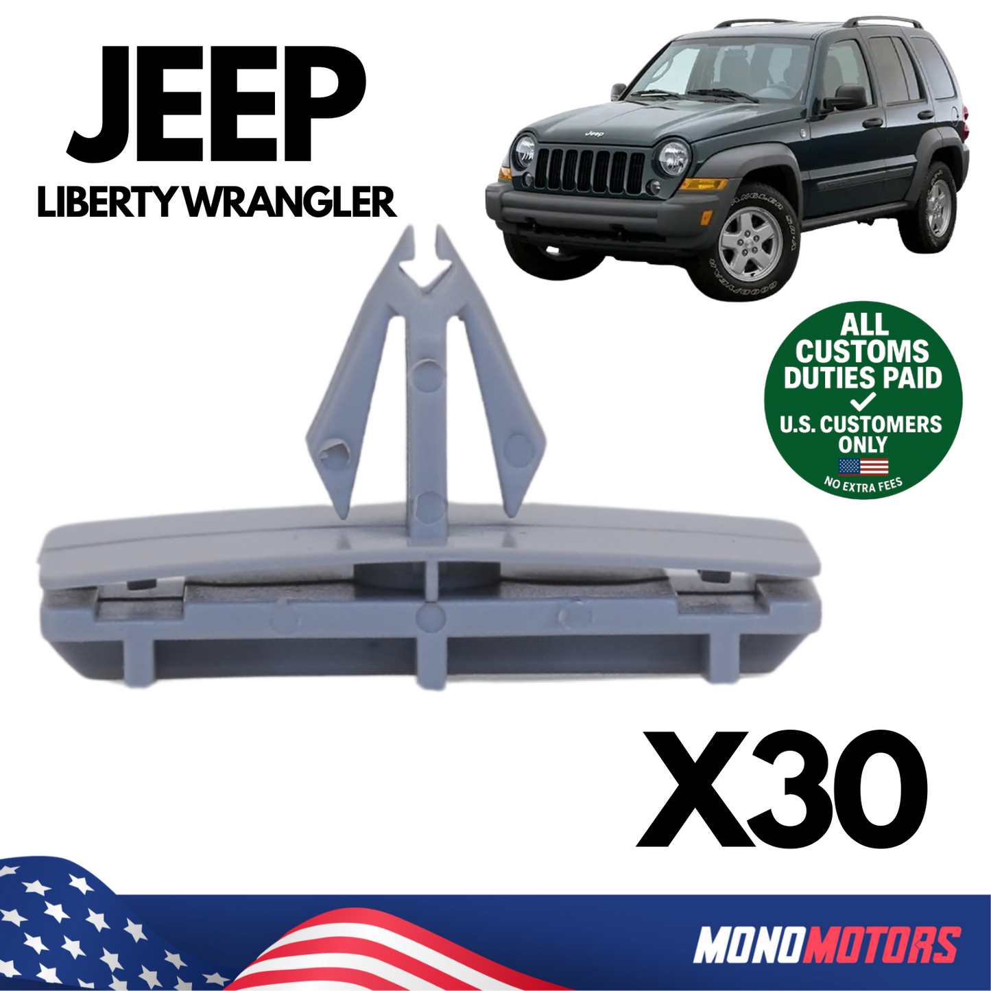 Fender Flare Moulding Clips X30 for Jeep Liberty Wrangler 55157065AA
