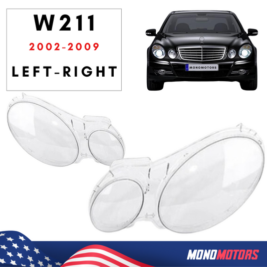 Headlight Plastic Lens Pair for Mercedes-benz E Class W211 S211 2002-2009