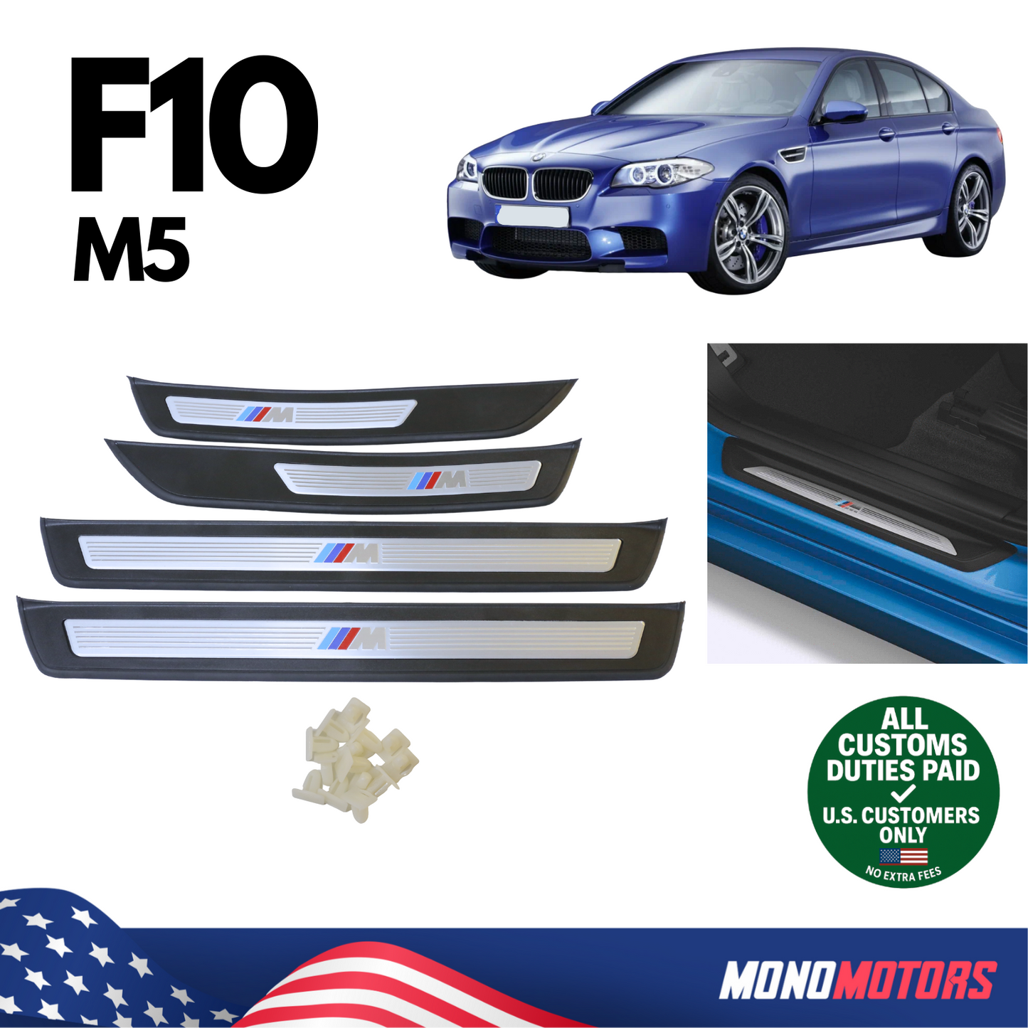 Inner Door Sill Trim Set Left Right for BMW F10 M5 2011-2016 51478050053