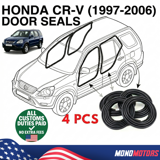 Velvet Door Seal Set for Honda Cr-v 1997-2006 4pcs Rubber Weatherstrip