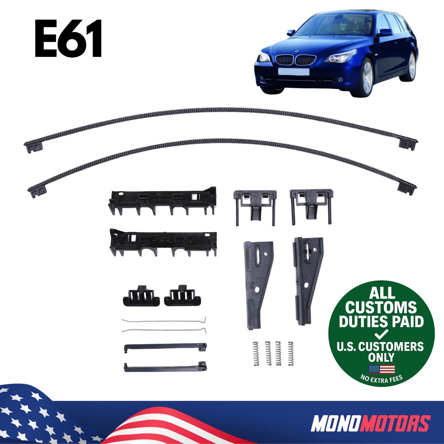 Rear Panoramic Sunroof Repair Kit for BMW E61 – 18pcs Cable Set