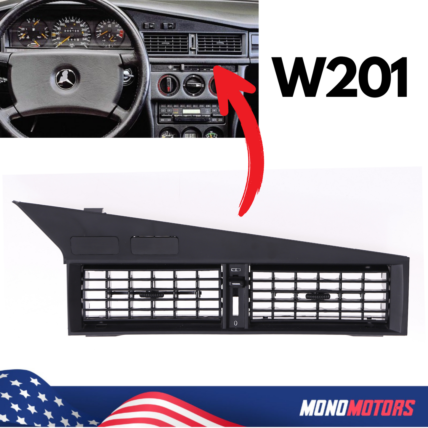 Air Vent Frame Grille for Mercedes W201 190 190e 190d 1982-93 Dashboard Vent
