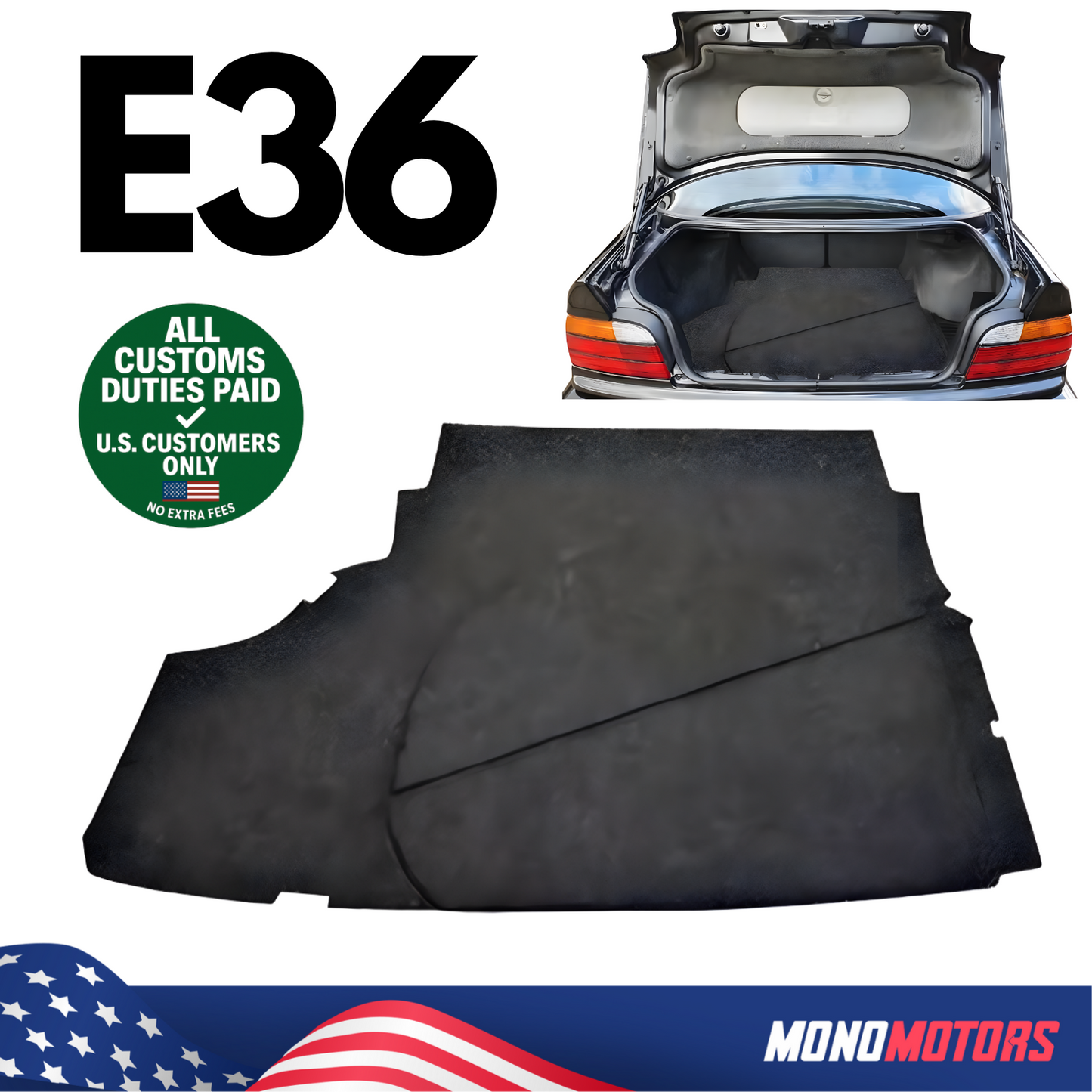 Trunk Carpet Mat Boot Liner for E36 Sedan
