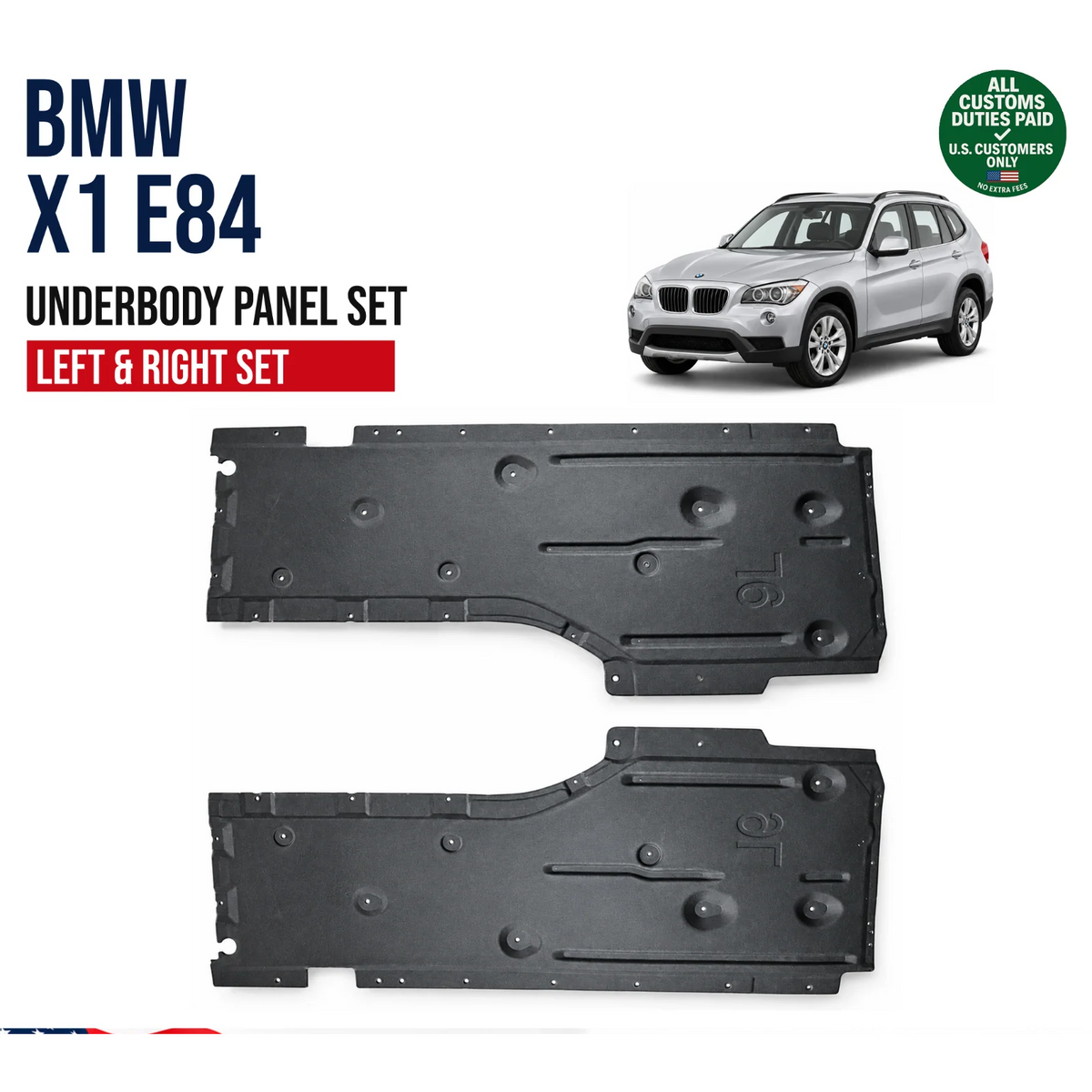 Underbody Panel Set Left Right for BMW X1 E84 OEM 51757059391 51757059392