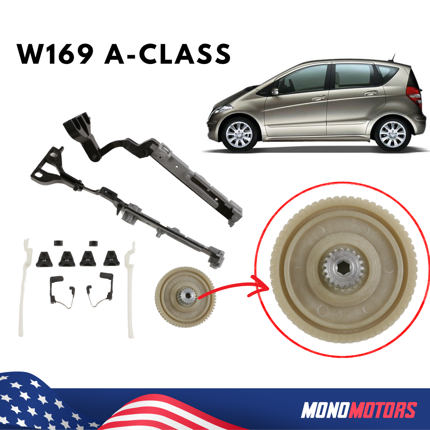 Sunroof Repair for Mercedes A Class W169 A180 Bracket Motor Gear /Clips 13pcs