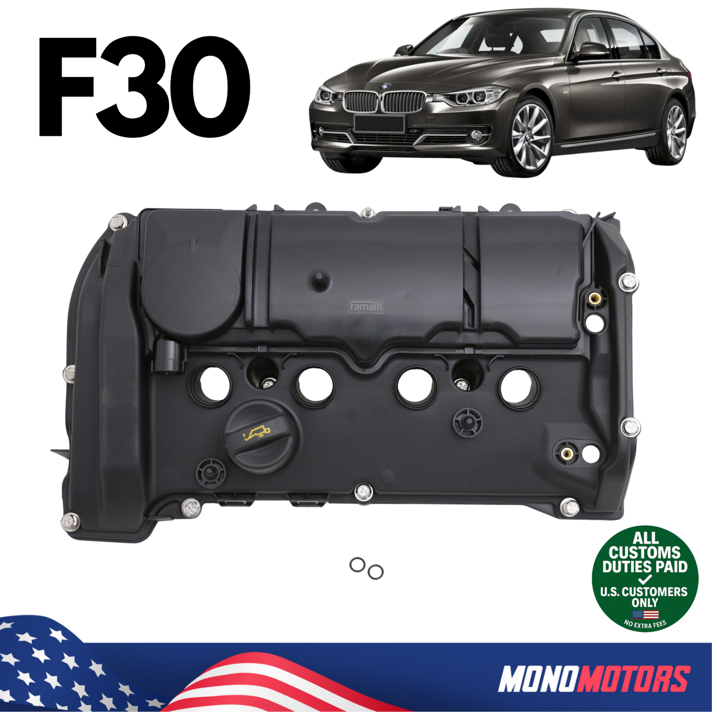 Engine Valve Cover with Gasket for BMW F30 N13 Engine 11127646553 11127601863