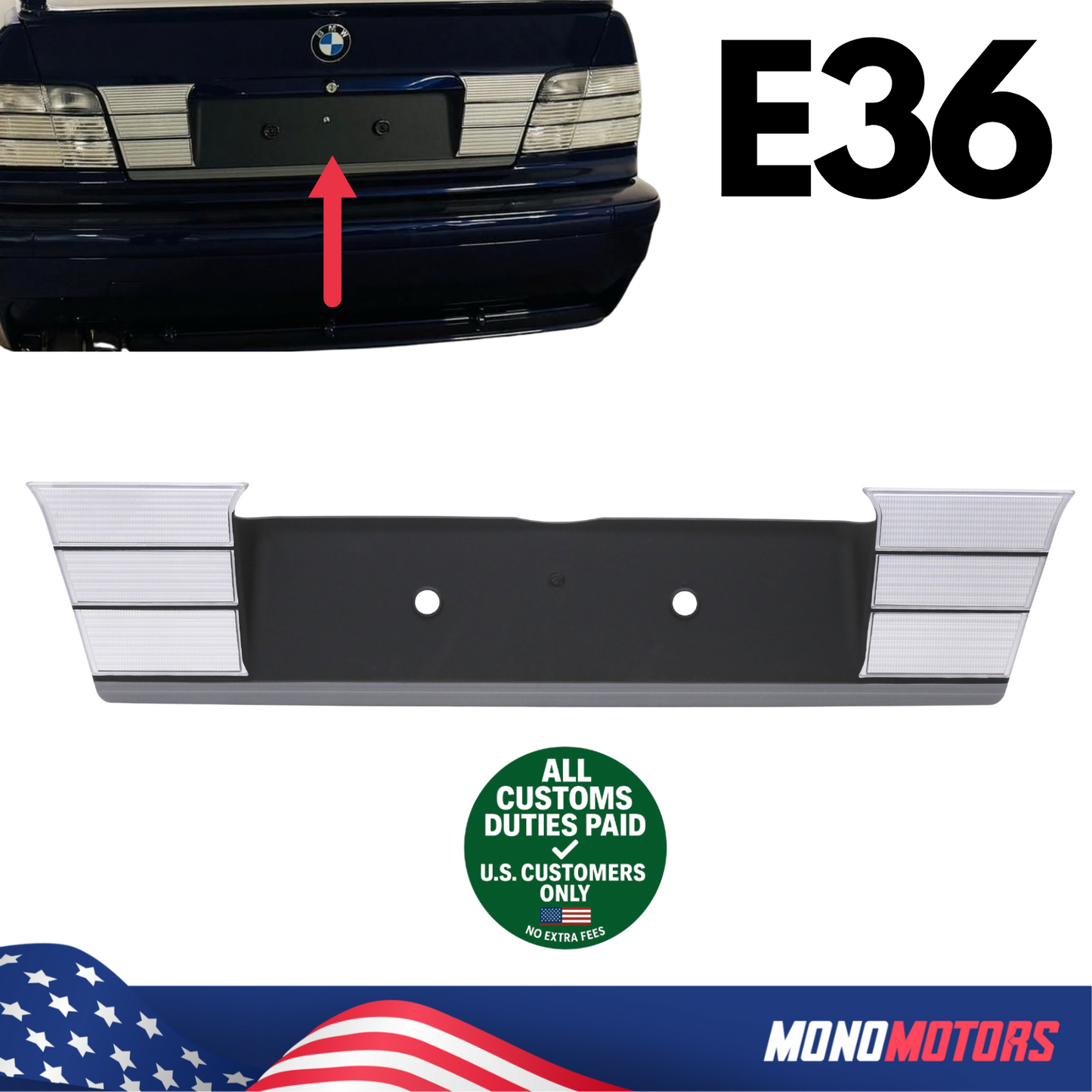 Rear License Plate Holder Frame White for BMW E36 1990-2000