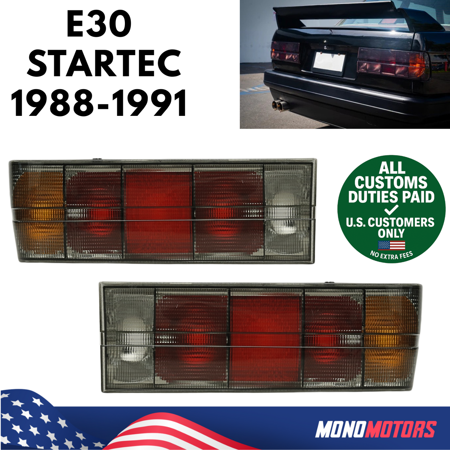 Rear Tail Light Set for BMW E30 Sedan Startec Style Left Right Pair